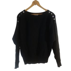 Carmen Marc Valvo Black sweater button design sinch size S